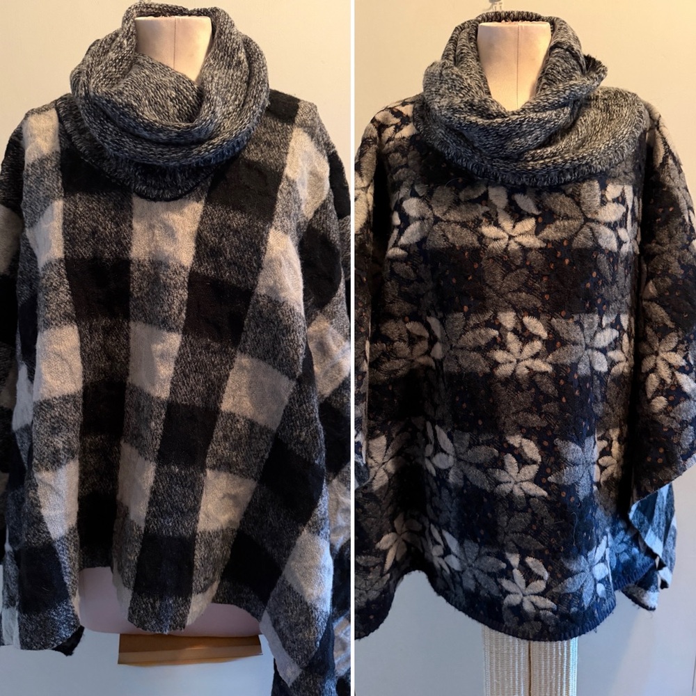 Anthropologie reversible Cowl Neck Sweater poncho